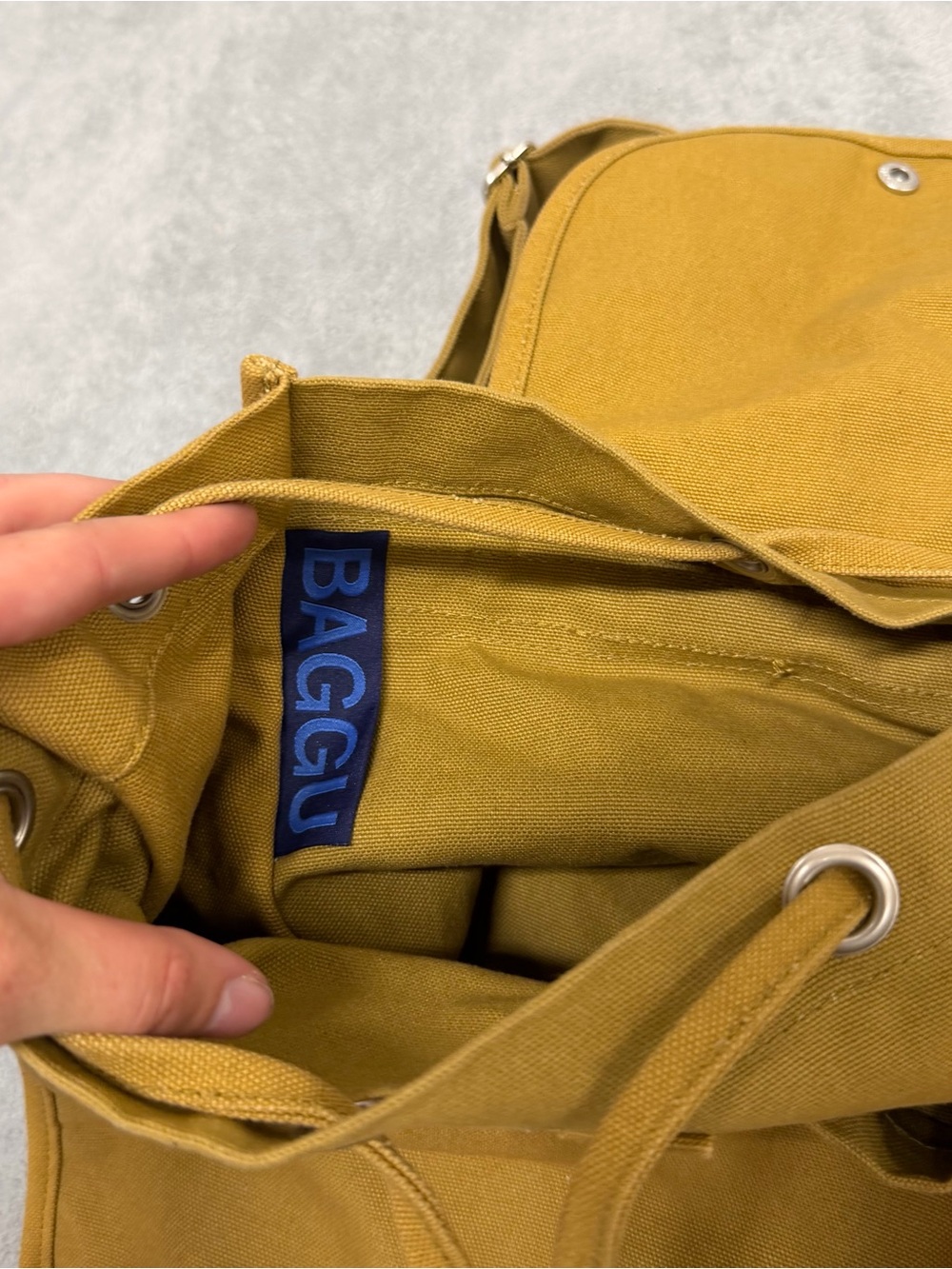 Baggu Tan Brown Drawstring Duck Canvas Rucksack Backpack - Picture 4 of 8